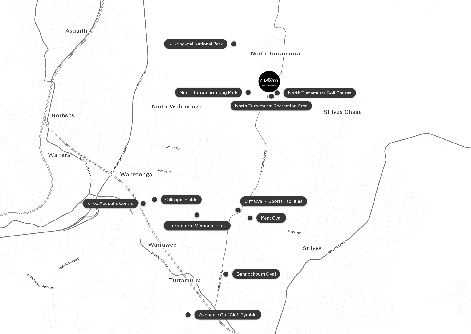 North Turramurra Location Map Desktop PARKS